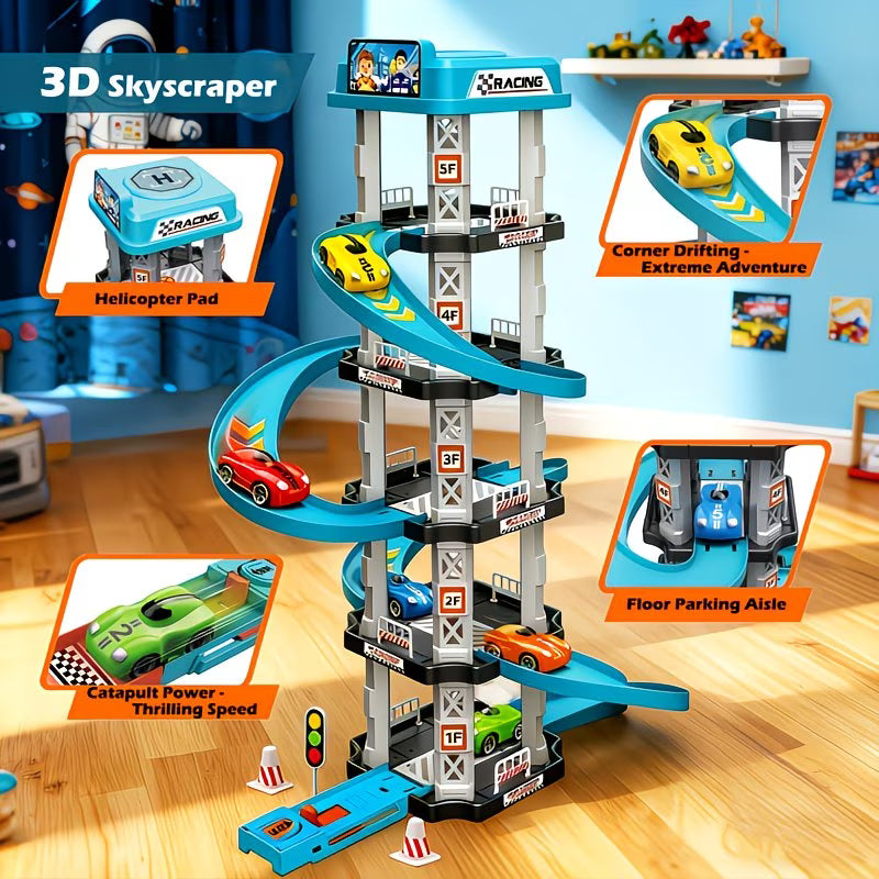 🚗 Multi-Level Racing Track Playset for Boys & Girls - 🚗 مجموعة ألعاب مضمار سباق متعدد المستويات للأولاد والبنات