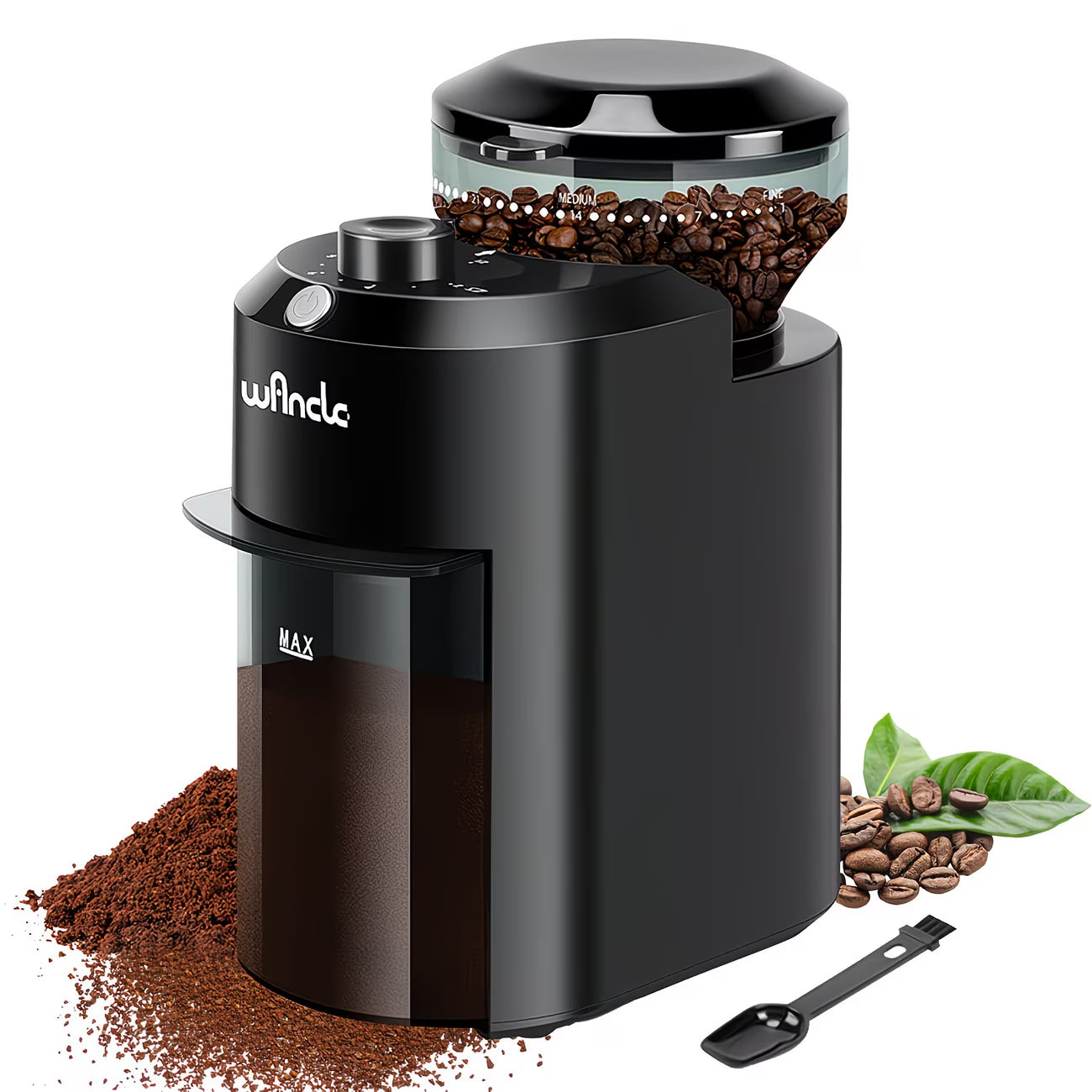 ☕ Professional Electric Coffee Grinder with 28 Grind Levels - ☕ مطحنة قهوة كهربائية احترافية مع 28 مستوى طحن