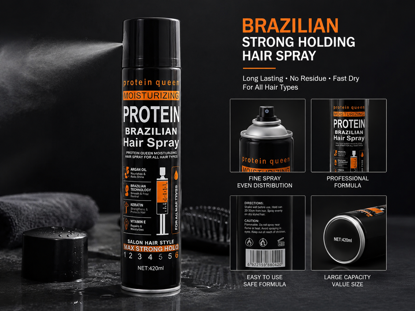 💇 Brazilian Strong Hold Hair Spray 420ml ✨ - 💇 بخاخ تثبيت قوي للشعر برازيلي 420 مل ✨