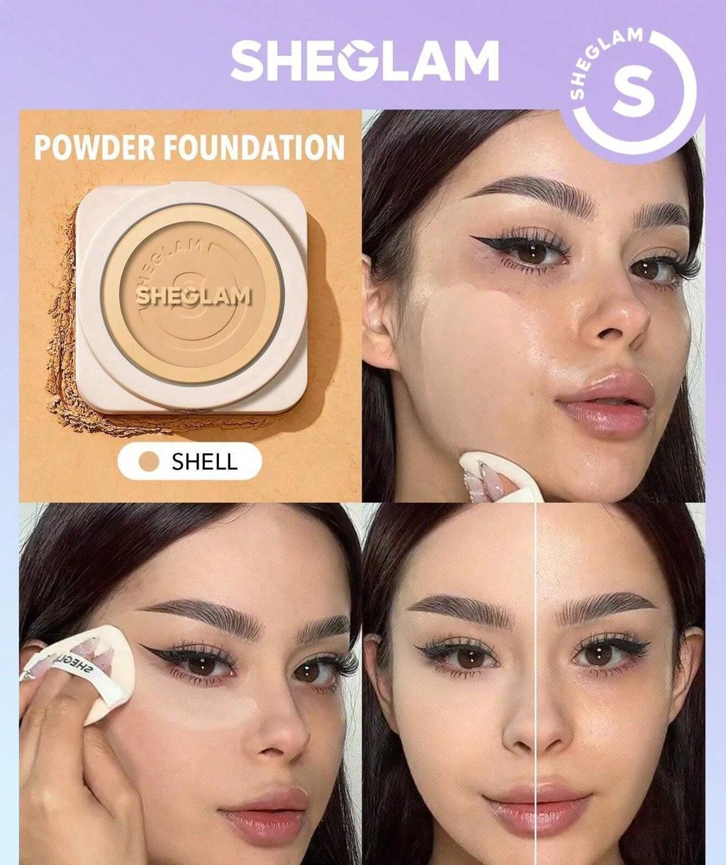 Sheglam Skin-Focus High Coverage Powder Foundation – Shell 💄✨ - بودرة أساس شيغلام سكين فوكس عالية التغطية - لون صدفي 💄✨