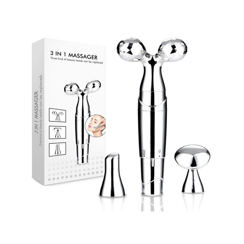 💆‍♀️✨ 3 In 1 Face Massager 3D Roller – Facial Lifting & Skin Care Beauty Tool 💖🌟 - 💆‍♀️✨ جهاز تدليك الوجه 3 في 1 مع بكرة ثلاثية الأبعاد - أداة تجميل لشد الوجه والعناية بالبشرة 💖🌟